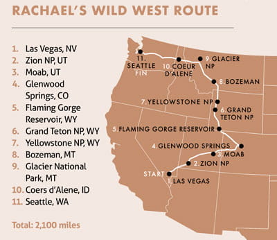 Solo travel with a group: map of the west USA road trip